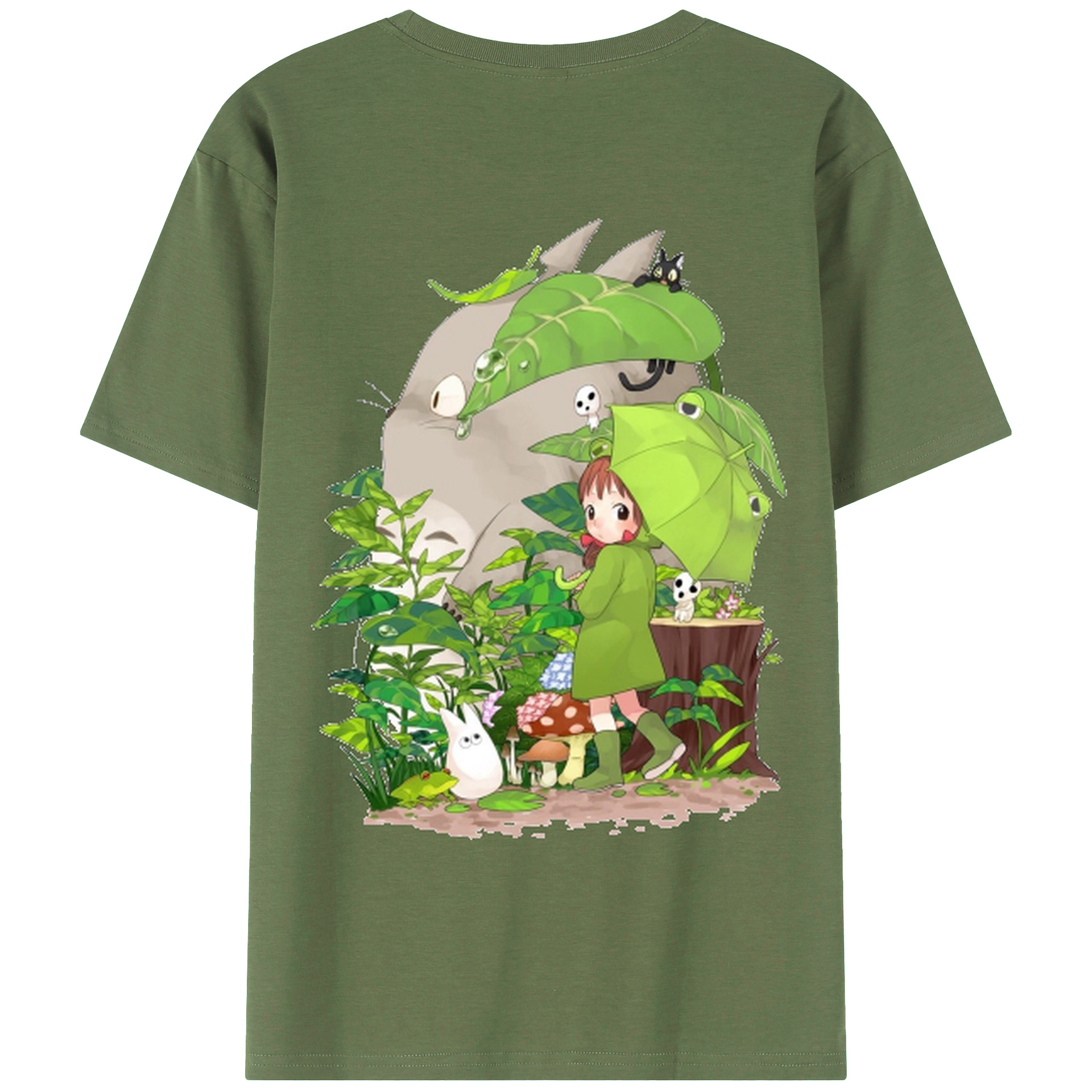 （画像用） となりのトトロ 草壁メイ 草壁サツキ My Neighbor Totoro Satsuki Kusakabe Mei Kusakabe 綿100％ メンズ半袖Tシャツ（バックプリント） 通気性